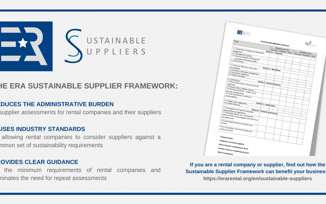 ERA releases extended version of the Sustainable Supplier Framework